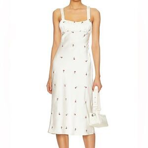 Majorelle Eden Midi Dress in Ivory & Pink